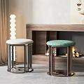 Modern Sofa Stools With Metal Legs And Upholstered Seats In Living Room