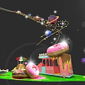 Giant Donut Themed Food Truck With Pink Frosting And Sprinkles On Green Grass