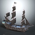 Industrial LOFT Sailboat Armored Ship Carto Ship 3d model