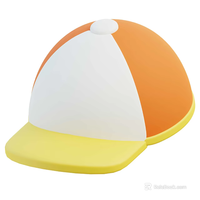 Colorful Orange White And Yellow Hat With Casual Design For Daily Wear 3d model 