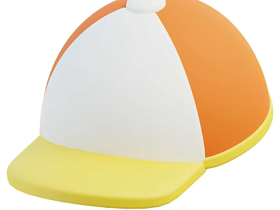 Colorful Orange White And Yellow Hat With Casual Design For Daily Wear 3d model