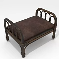 Classic Style Sofa Bench With Wooden Frame Leather Cushion And Curved Armrests Design