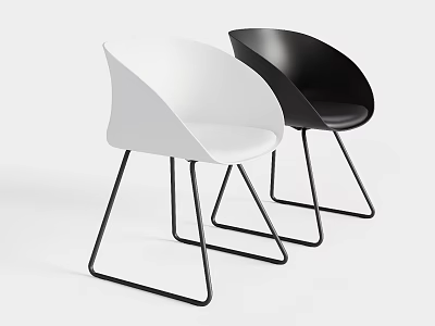 Modern Outdoor Chairs With White Black Curved Backrest And Metal Legs Design 3d model