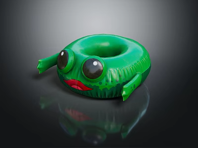 Green Inflatable Frog Shaped Swim Ring Fun Water Sports Equipment For Kids 3d model