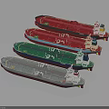 Colorful Water Transport Tanker Ship Models Displayed Side By Side