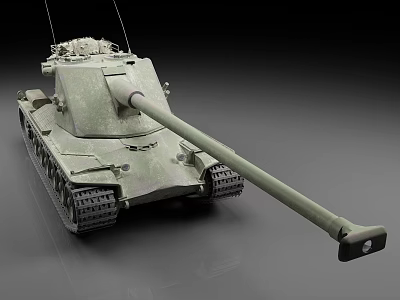 Military Tank 3D Model With Long Barrel Tracks And Top Equipment Details 3d model