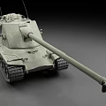 Military Tank 3D Model With Long Barrel Tracks And Top Equipment Details