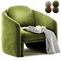 Green Velvet Single Seater Sofa With Striped Blanket And Color Options
