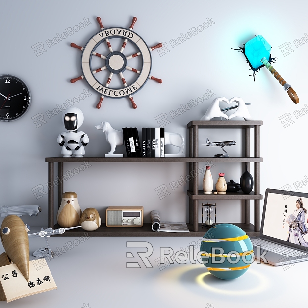 Creative Bookshelf Furnishings Decorations Thor's Hammer model