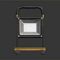 Portable Work Light Floodlight with Orange Black Frame Handle and Wheels for Outdoor Use