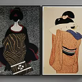 Japanese Geisha Wall Art With Traditional Kimono And Elegant Silhouettes