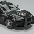 Police Utility Vehicle With Roof Lights FIRESUIT Logo Number 001 Black And White Sedan Design