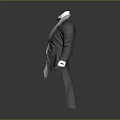 Elegant Brown Suit Jacket With White Collar Light Blue Bow Tie 3D Model 3d model