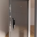 Modern Gray Security Door With Sleek Design Handle Lock In Indoor Setting 3d model
