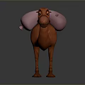 3D Cartoon Camel Character With Orange Body And Two Humps Design