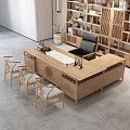 Modern study desk bookshelf combination 3d model