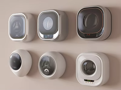 Modern Wall Mounted Washing Machines With Various Styles And Compact Designs 3d model