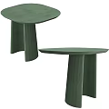 Two Green Round Top Side Tables with Unique Modern Base Design 3d model