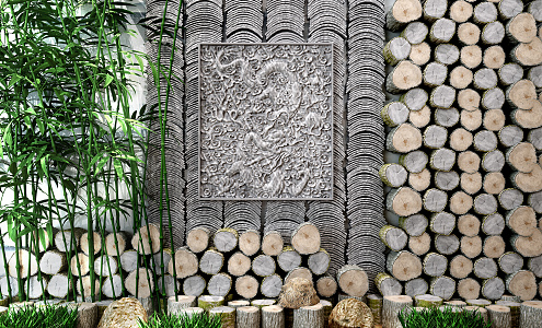 Chinese Tile Decorative Tile Wood Bamboo 3d model