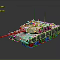 Modern Military Battle Tank With Camouflage Paint Main Gun Turret And Tracks
