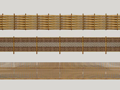 Bamboo Fences With Various Woven Patterns For Outdoor Decorative Use 3d model