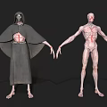 Cloaked And Emaciated Game Movie Characters With Red Markings And Pale Skin