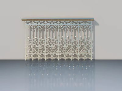 White Wrought Iron Swing Door With Intricate Decorative Patterns Design 3d model