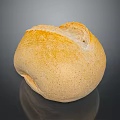 Fresh Round Golden Artisan Bread With Crusty Texture And Reflection 3d model