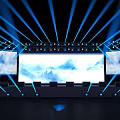 Event Stage With Blue Lights And Landscape Screens 3d model