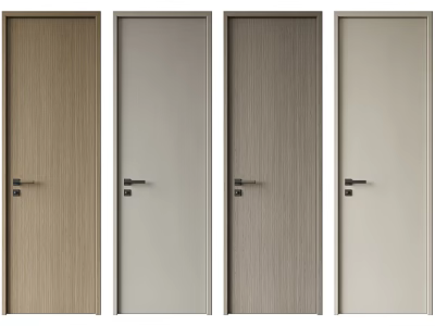 Modern Flush Doors With Diverse Wood Textures And Neutral Tones For Home Interior 3d model