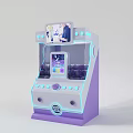 Colorful Yellow and Blue Amusement Claw Machines with Transparent Front Top Screen and LED Lights