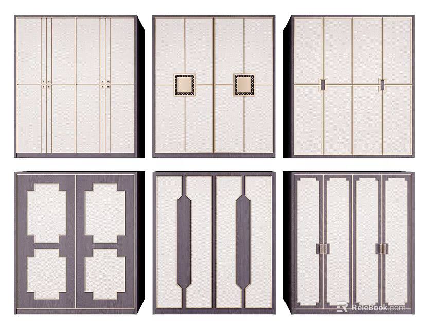 Sleek Modern Wardrobe Designs With Various Panel Patterns And Decorative Lines 3d model