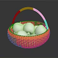 Orange Woven Basket Filled With White Eggs On Dark Surface