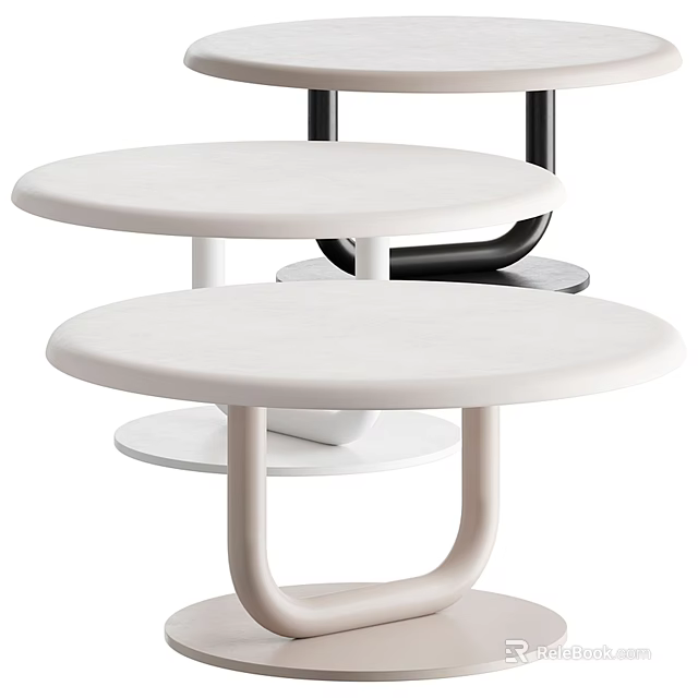 Modern Coffee Table With Round White Top And Unique Curved Base Design 3d model