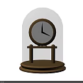 Elegant Round Clock with Transparent Dome Cover Golden Base White Dial and Black Hands