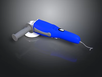 Blue Handheld Electric Power Tool With Cutting Disc And Power Cord 3d model