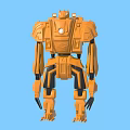 Game Movie Character Orange Mechanical Robot With Armor Joints And Robotic Features