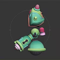 Cute Green And Pink Doll With Flower Decoration On Head And Big Eyes