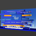 Blue Photo Spot With HELLO WELCOME Letters For Global AI Technology Expo