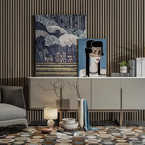 Modern Entrance Cabinet Casual Chair Combination 3d model