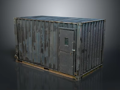 Rusty Metal Shipping Container With Door And Window As Industrial Equipment 3d model