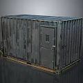 Rusty Metal Shipping Container With Door And Window As Industrial Equipment