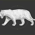 Decorative Silver Leopard Sculpture With Mosaic Grid Pattern And Shiny Reflective Surface