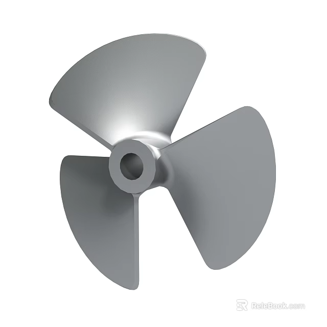 Industrial Metal Propeller With Three Blades And Central Mounting Hole 3d model 
