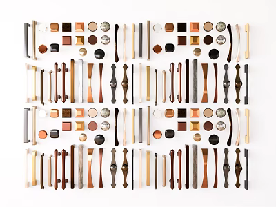 Various Door Handles Designs With Different Materials And Styles On 3d model
