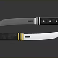 Two Tactical Knives With Black Handles Silver Blades And Gold Accents