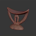 Artisanal Handcrafted Wooden Stool With Curved Top And Unique Base Structure