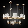 Modern Crystal Chandeliers With Various Designs Golden Frames And Transparent Crystals 3d model