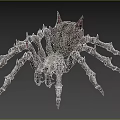 Monstrous Spider Like Creature with Spiky Legs and Menacing Grayish White Appearance on Dark Background