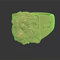 Elegant Gold Lion Head Ring Featuring Zodiac Symbol And Detailed Carving